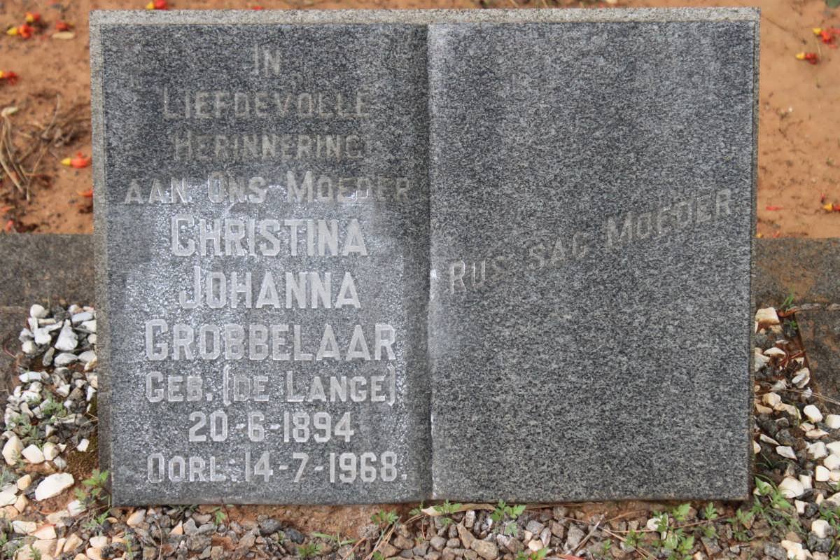 GROBBELAAR Christina Johanna nee DE LANGE 1894-1968