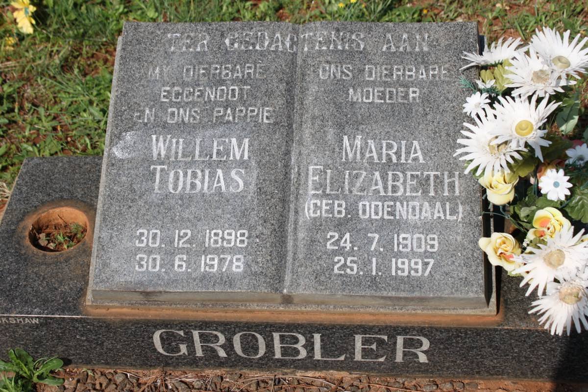 GROBLER Willem Tobias 1898-1978 &amp; Maria Elizabeth ODENDAAL 1909-1997