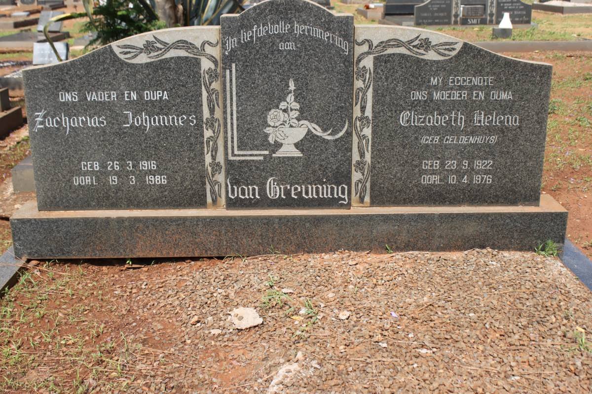 GREUNING Zacharias Johannes, van 1916-1986 &amp; Elizabeth Helena GELDENHYUS 1922-1976