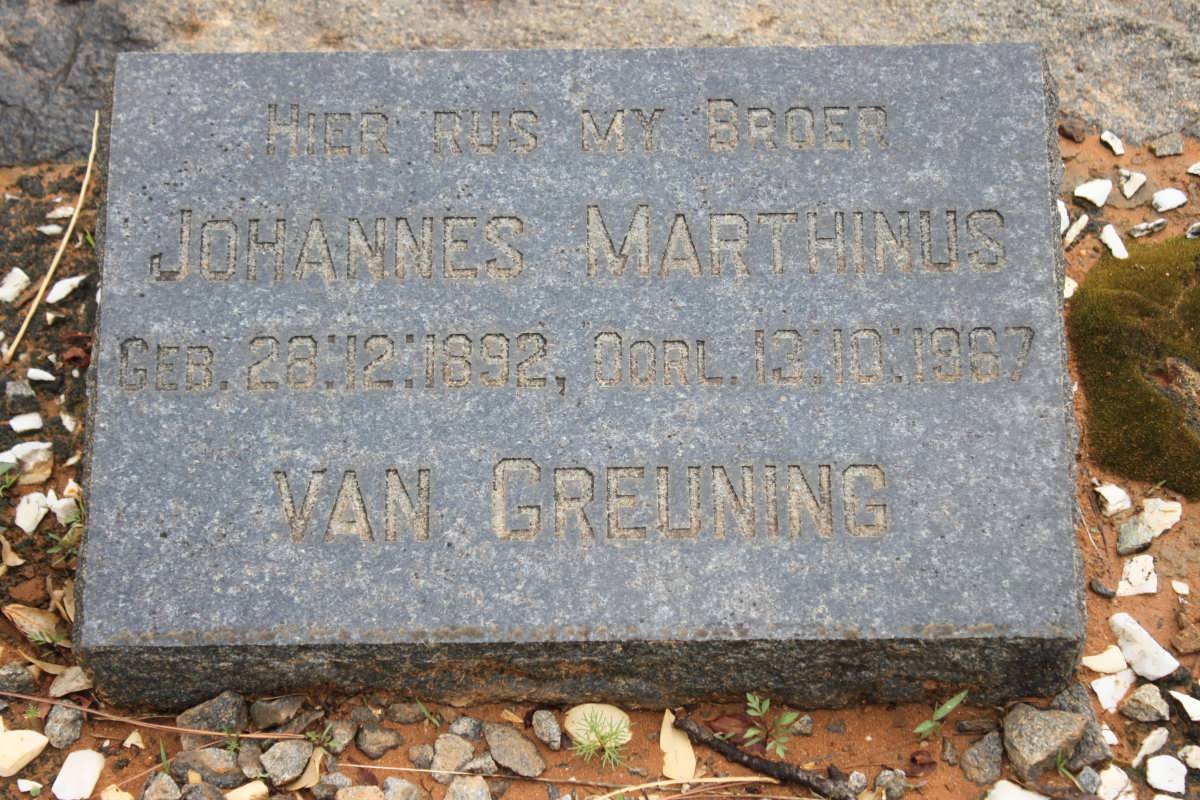 GREUNING Johannes Marthinus van 1892-1967