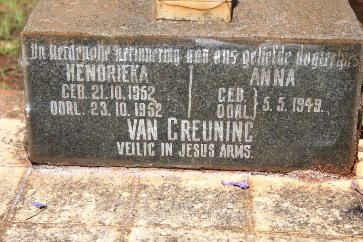 GREUNING Hendrieka, van 1952-1952 :: VAN GREUNING Anna 1949-1949
