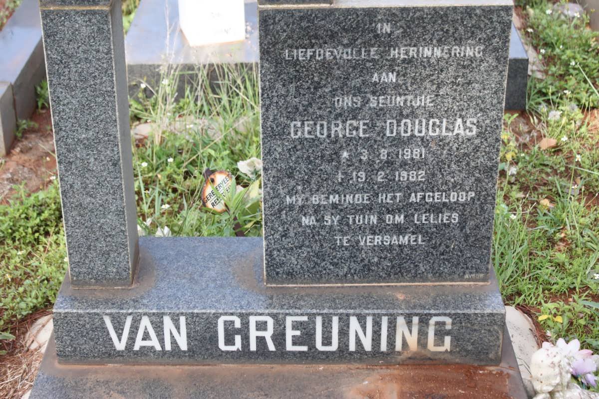 GREUNING George Douglas, van 1981-1982
