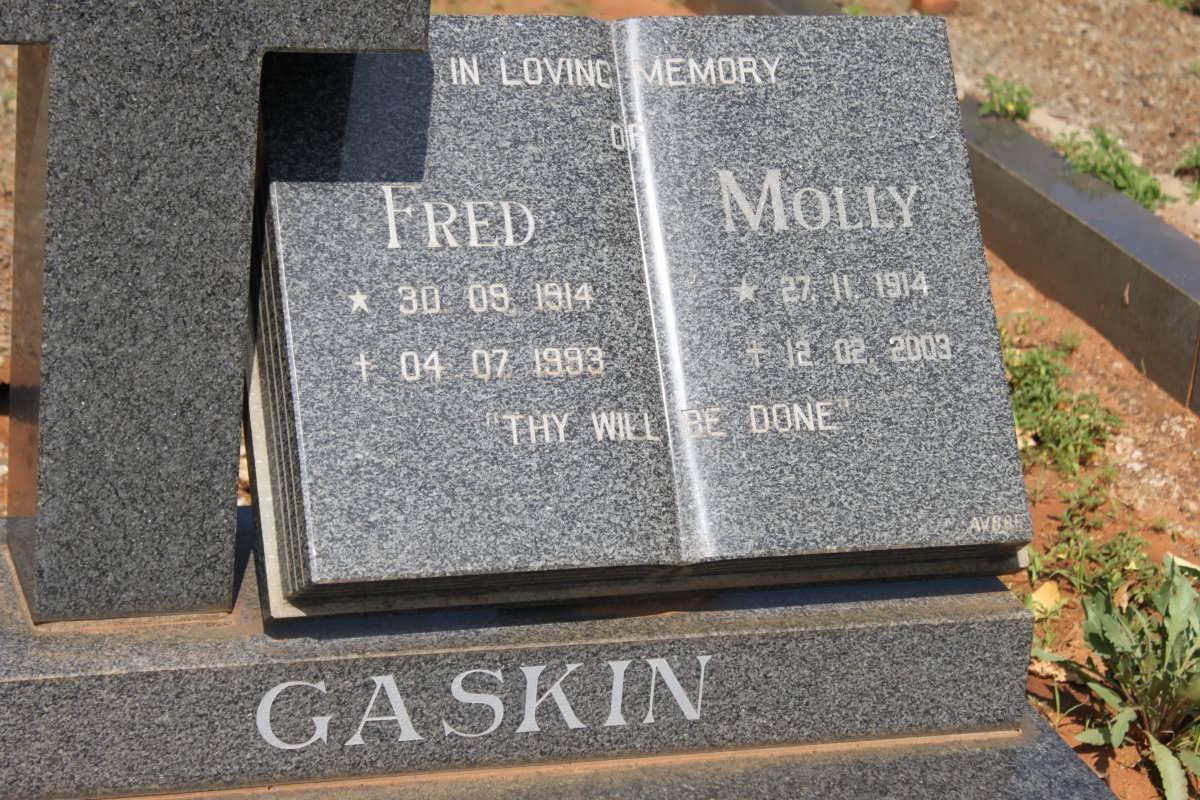 GASKIN Fred 1914-1993 &amp; Molly 1914-2003