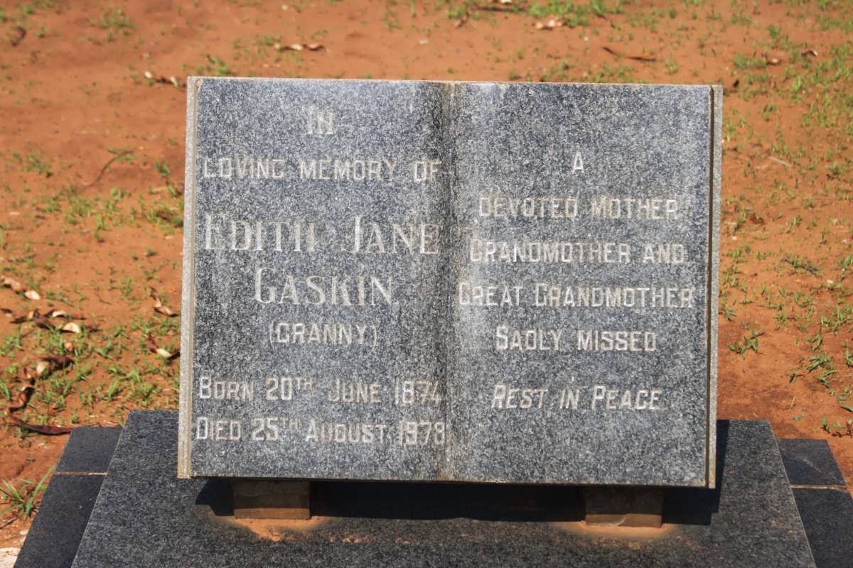 GASKIN Edith Jane 1874-1978