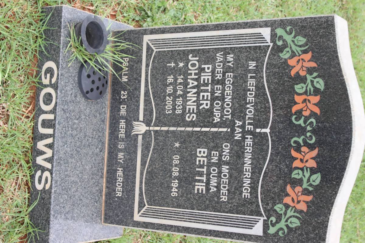 GOUWS Pieter Johannes 1938-2003 &amp; Bettie 1946-