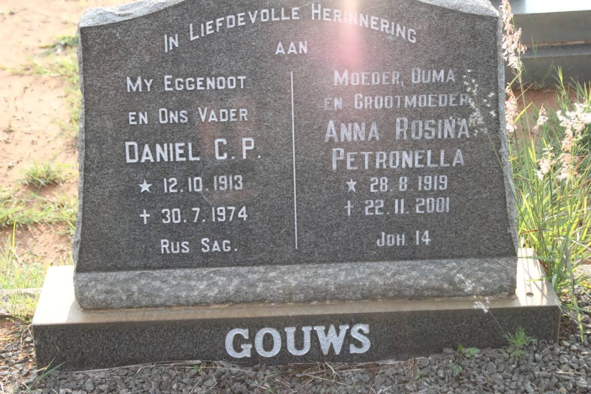 GOUWS Daniel C.P. 1913-1974 &amp; Anna Rosina Petronella 1919-2001