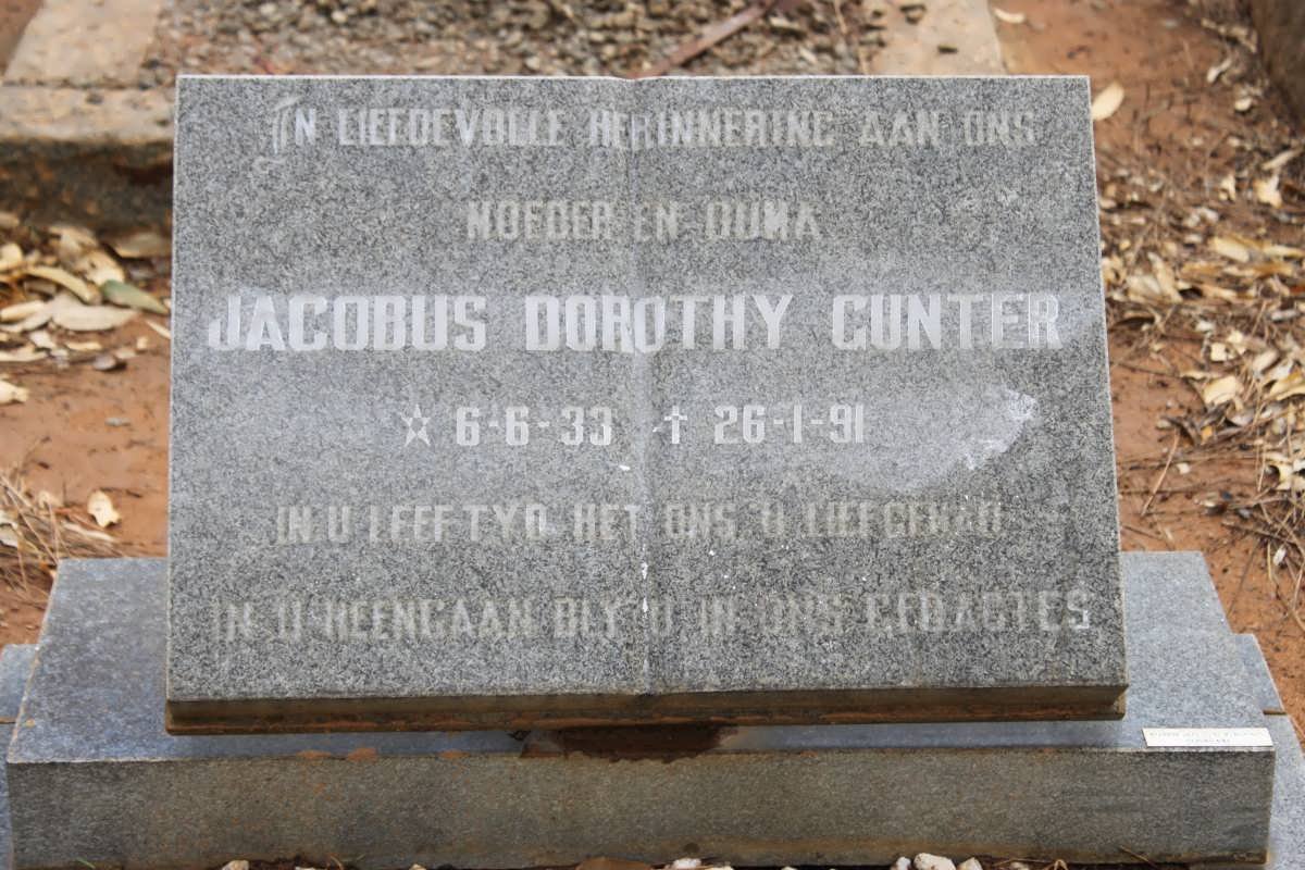 GUNTER Jacobus Dorothy 1933-1991