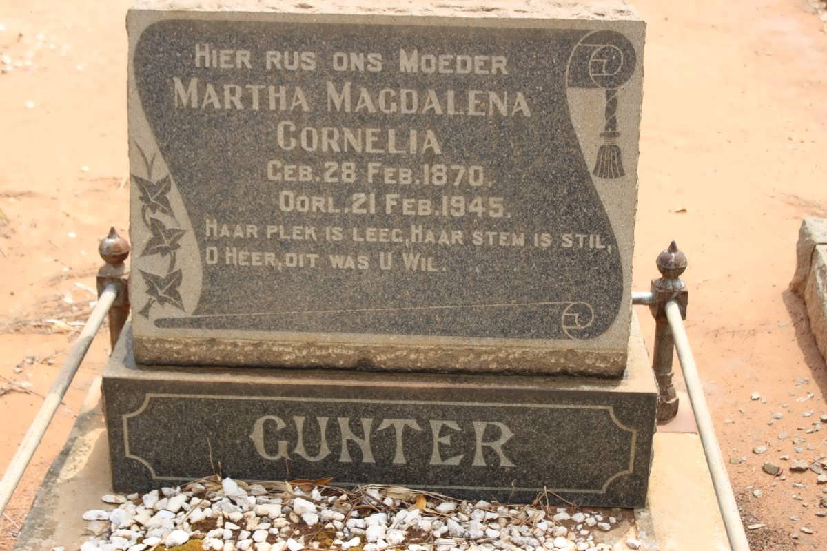 GUNTER Martha Magdalena Cornelia 1870-1945