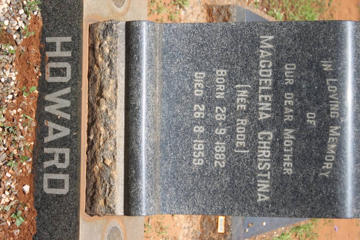 HOWARD Magdelena Christina  nee RODE 1882-1959