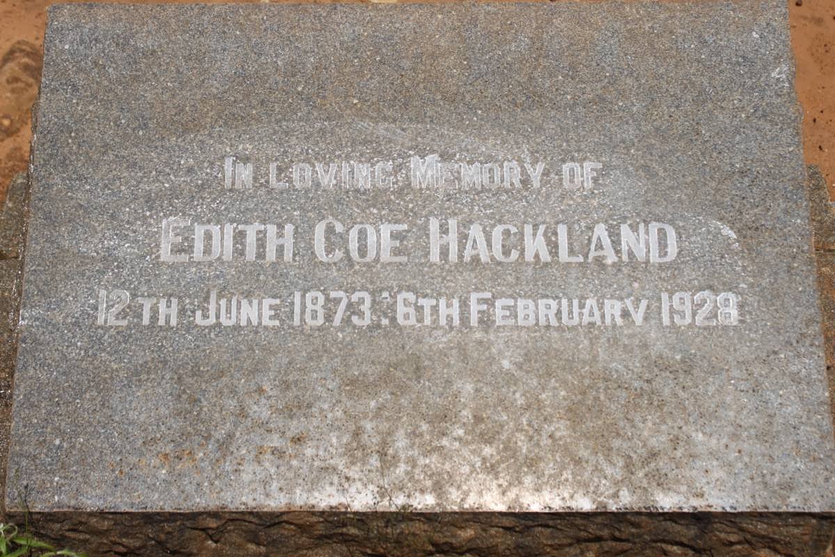 HACKLAND Edith Coe 1873-1928
