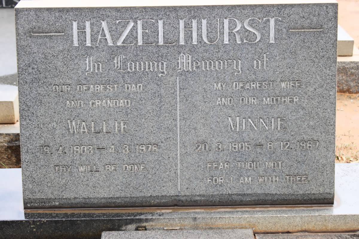HAZELHURST Wallie 1903-1976 &amp; Minnie 1905-1967