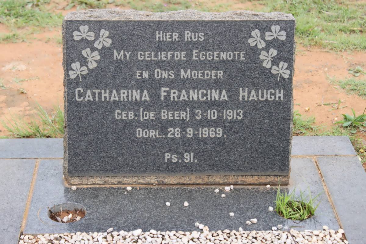 HAUGH Catharina Francina nee DE BEER 1913-1969