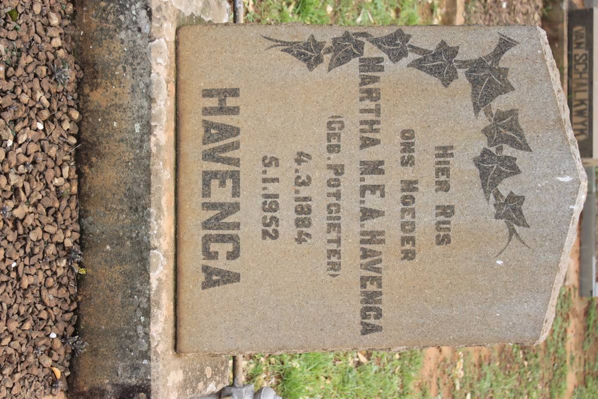 HAVENGA Martha N.E.A. nee POTGIETER 1884-1952