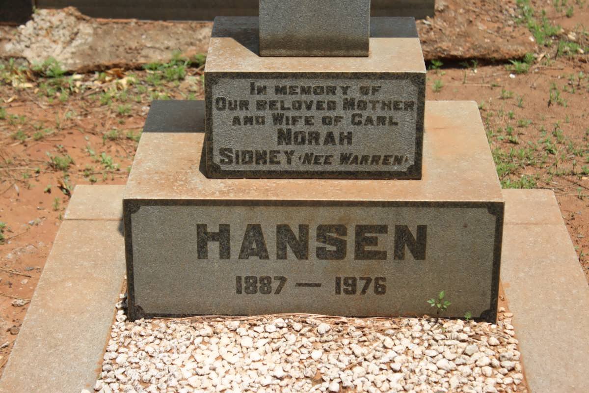 HANSEN Norah Sidney nee WARREN 1887-1976