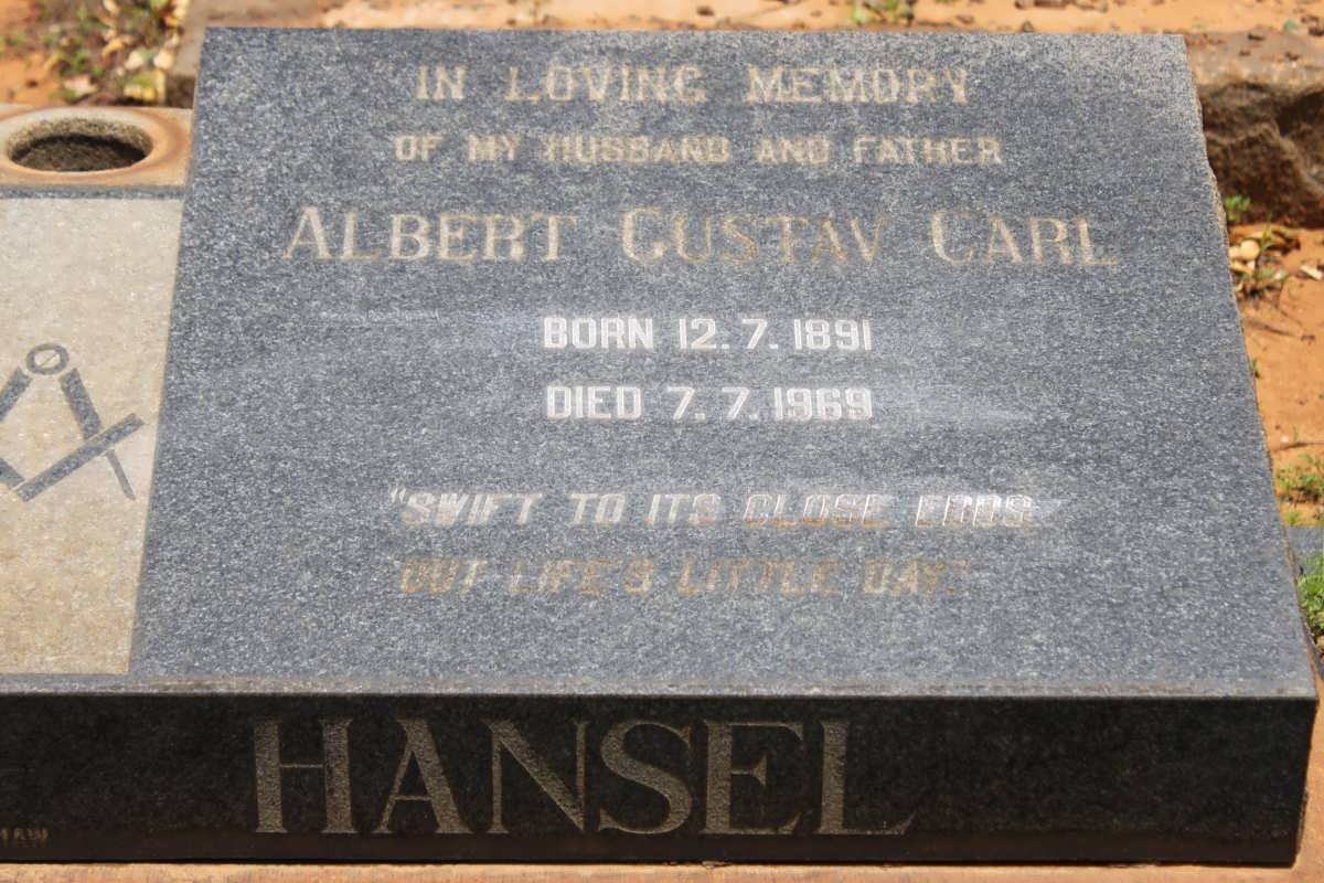 HANSEL Albert Gustav Carl 1891-1969