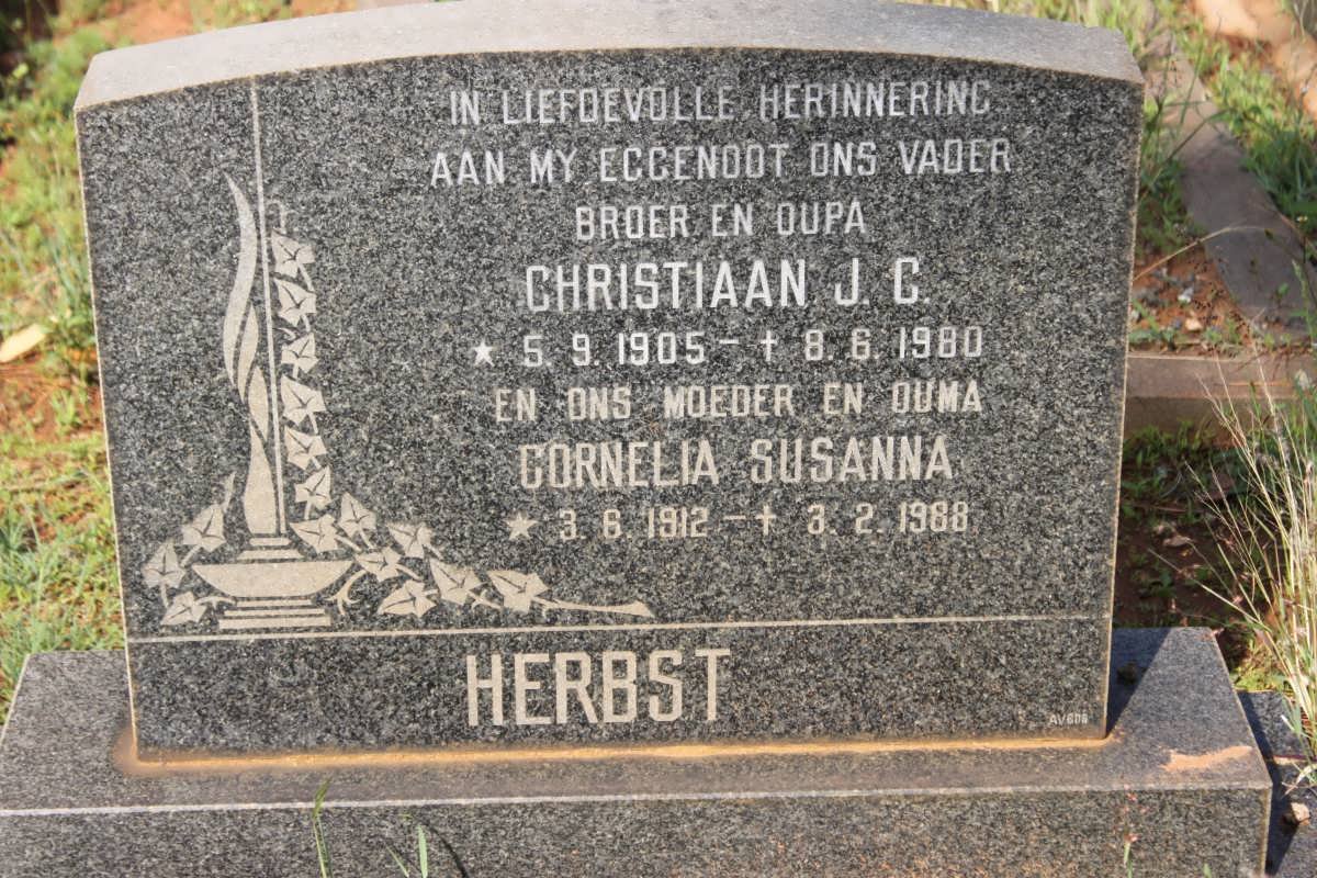 HERBST Christiaan J.C. 1905-1980 &amp; Cornelia Susanna 1912-1988