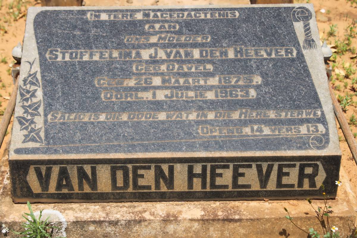 HEEVER Stoffelina J., van den nee DAVEL 1875-1963