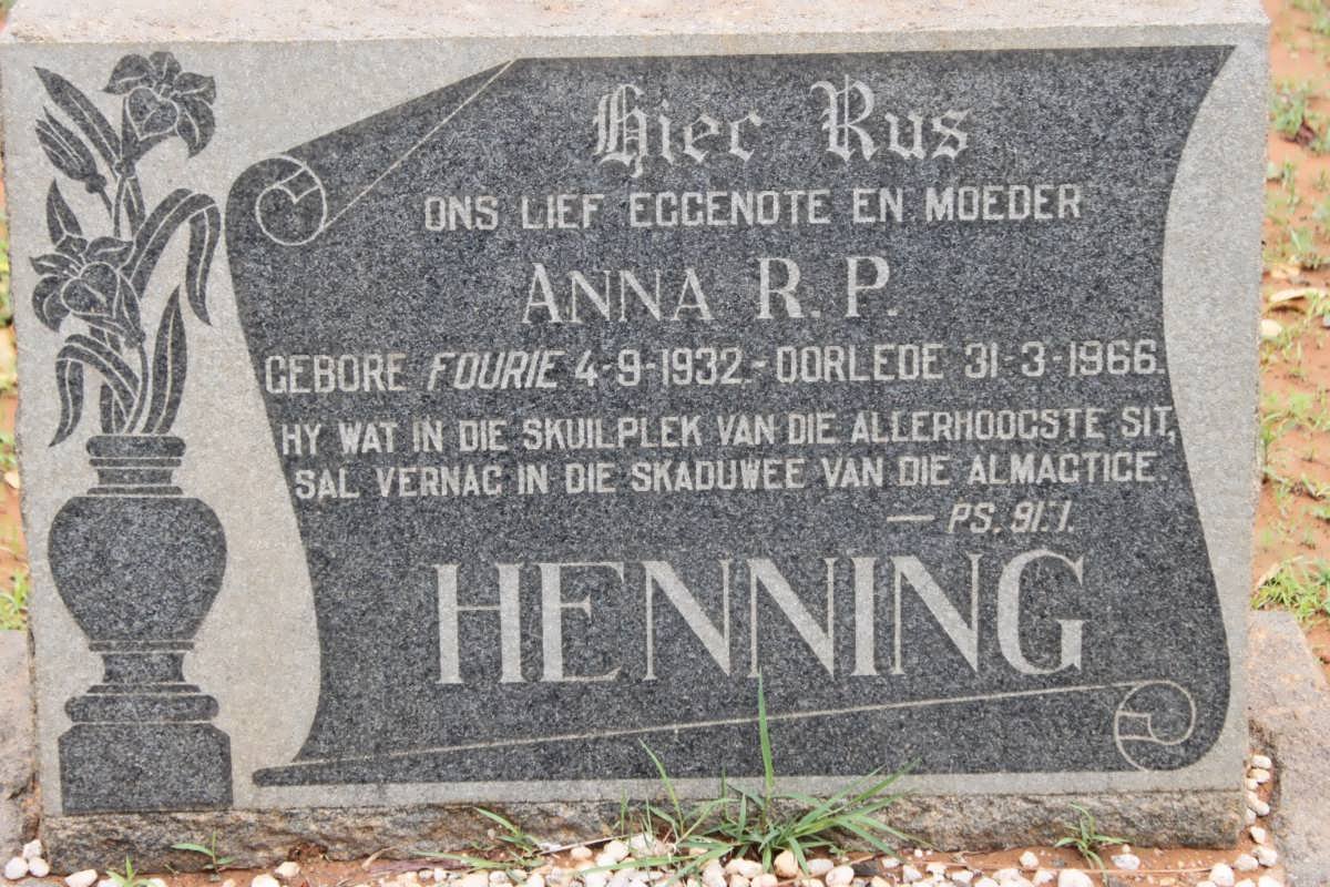 HENNING Anna R.P. nee FOURIE 1932-1966