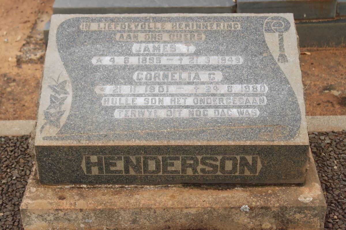 HENDERSON James T. 1895-1949 &amp; Cornelia C. 1901-1980
