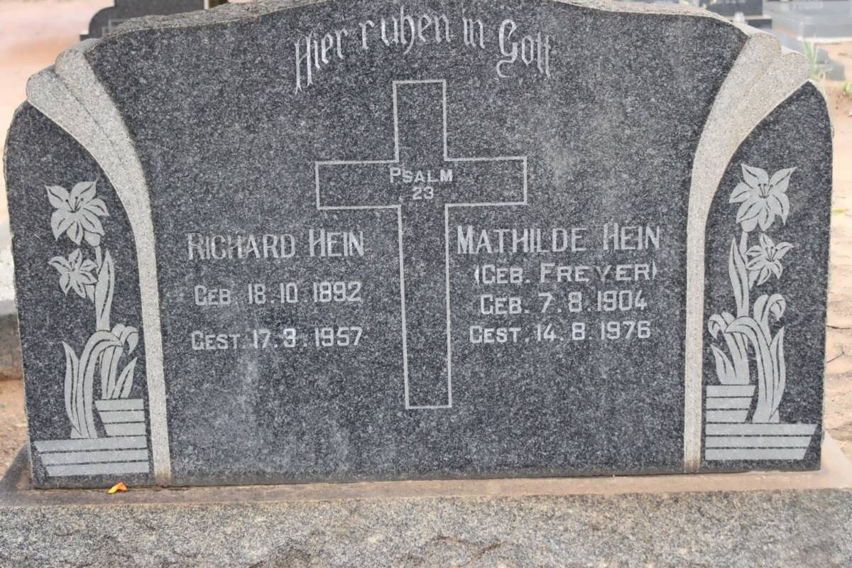 HEIN Richard 1892-1957 &amp; Mathilda FREYER 1904-1976