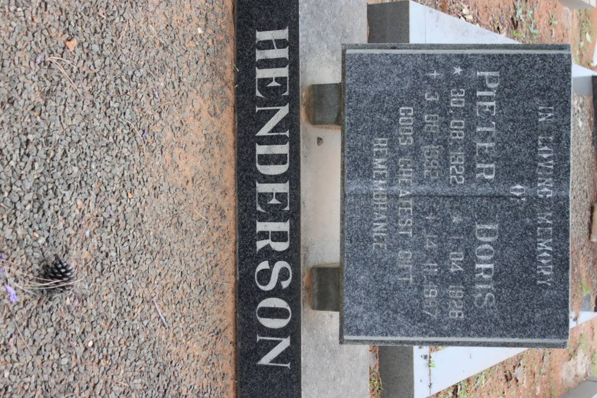 HENDERSON Pieter 1922-1992 &amp; Doris 1926-1997
