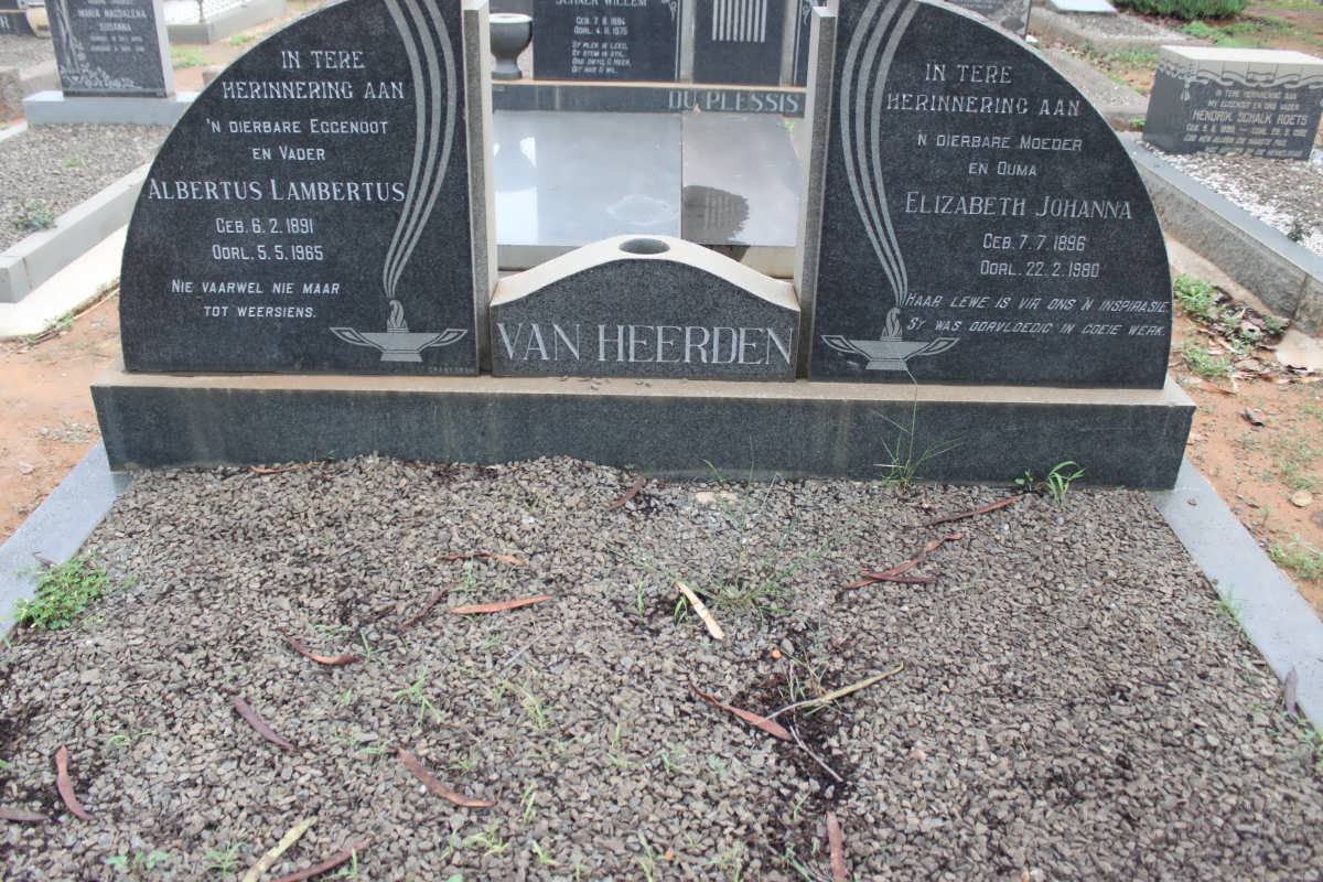 HEERDEN Albertus Lambertus, van 1891-1965 &amp; Elizabeth Johanna 1896-1980