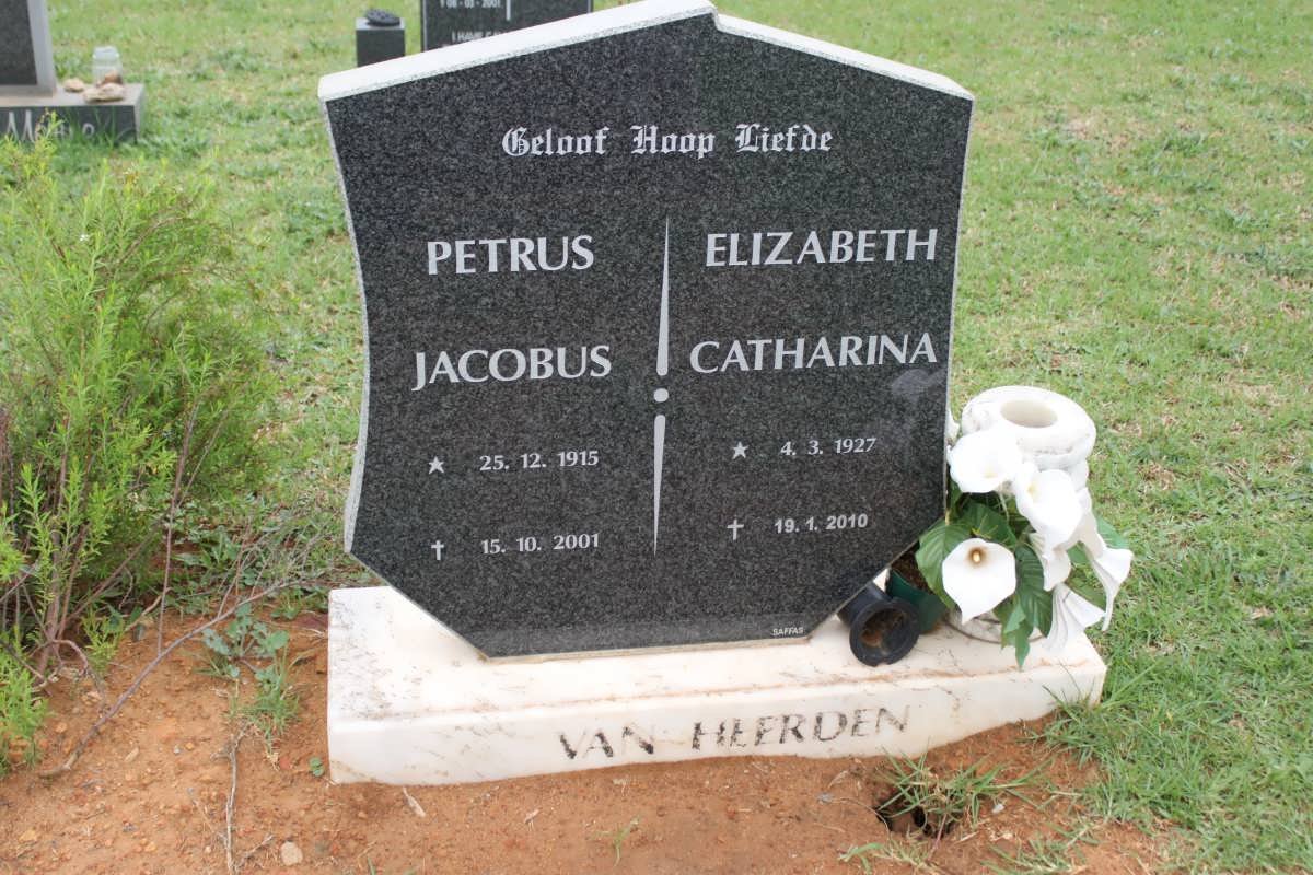 HEERDEN Petrus Jacobus, van 1915-2001 &amp; Elizabeth Catharina 1927-2010