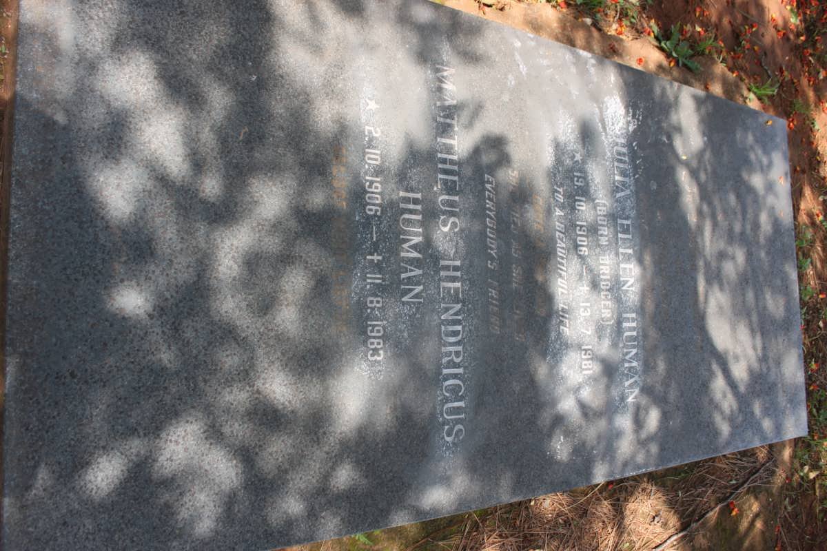 HUMAN Mattheus Hendricus 1906-1983 &amp; Julia Ellen BRIDGER 1906-1981