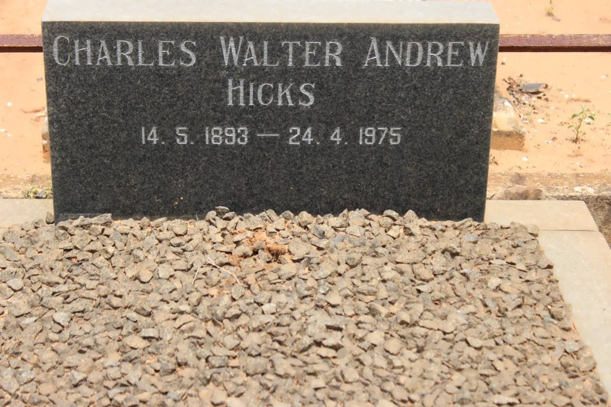 HICKS Charles Walter Andrew 1893-1975