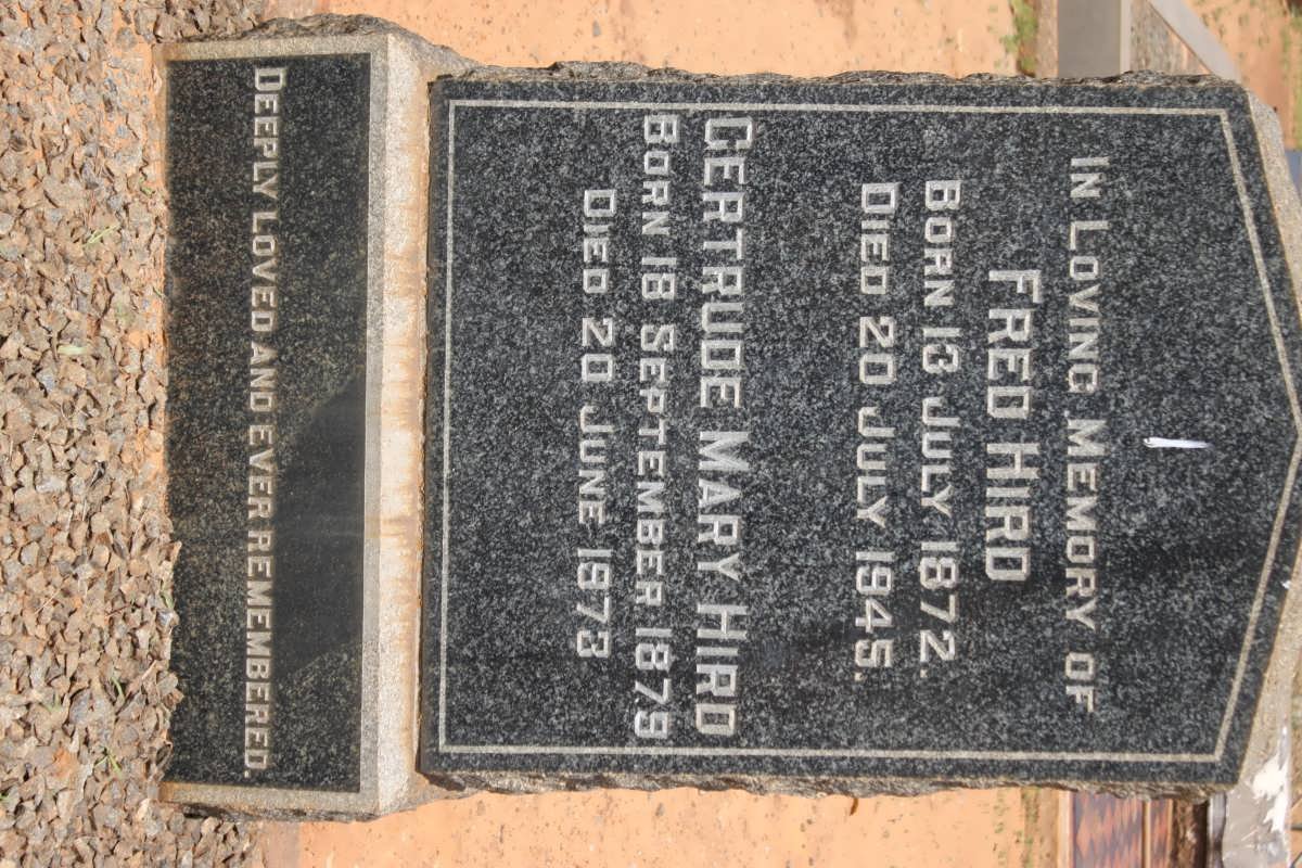 HIRD Fred 1872-1945 &amp; Gertrude Mary 1879-1973