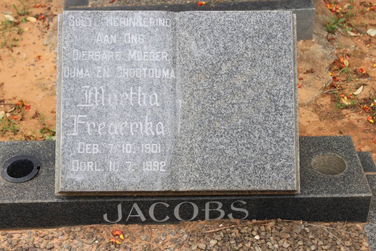 JACOBS Martha Frederika 1901-1992