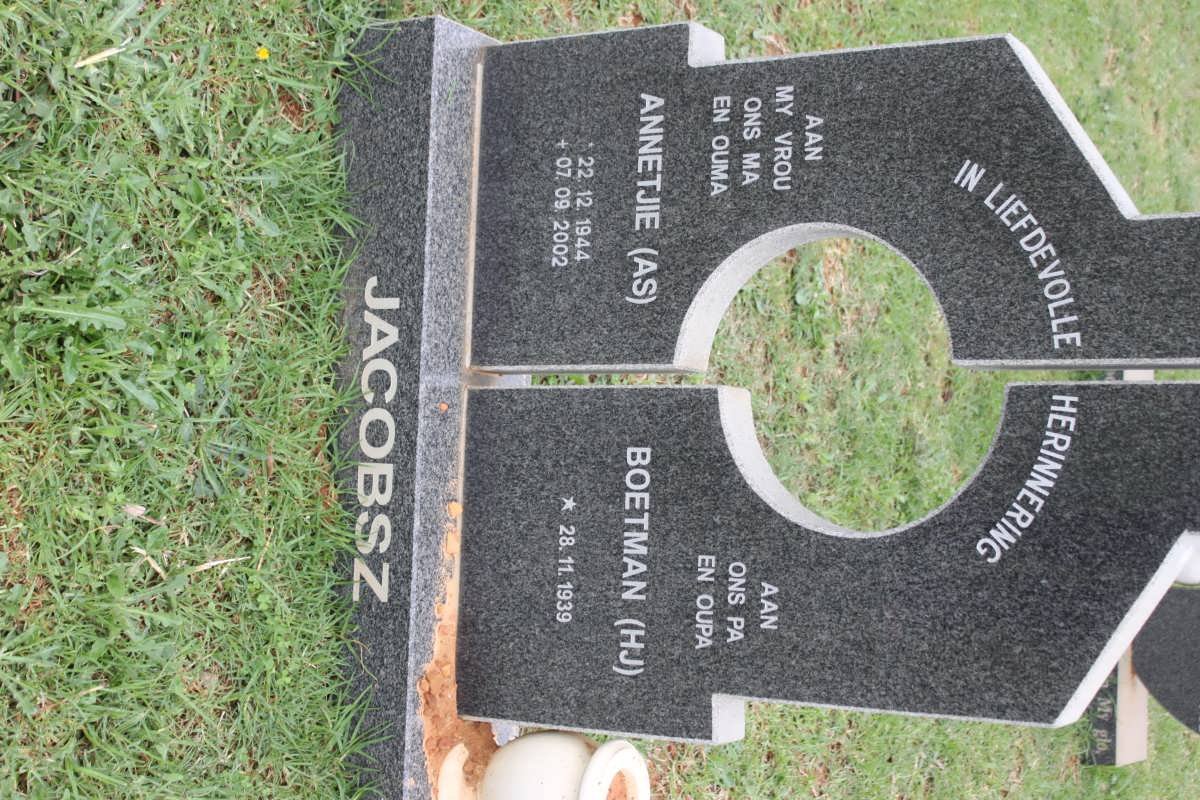 JACOBSZ H.J. 1939- &amp; A.S. 1944-2002