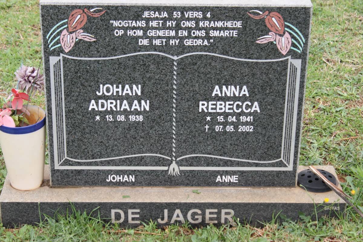JAGER Johan Adriaan, de 1938- &amp; Anna Rebecca 1941-2002