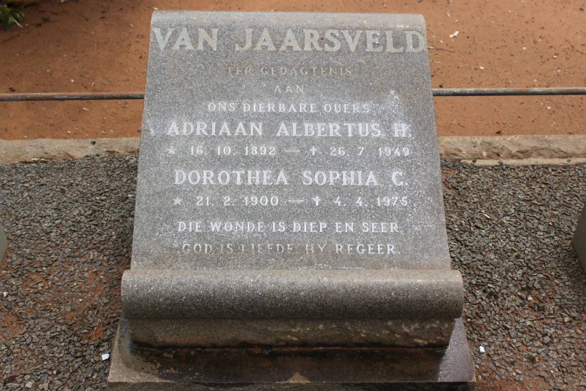 JAARSVELD Adriaan Albertus H. 1892-1949 &amp; Dorothea Sophia C. 1900-1975