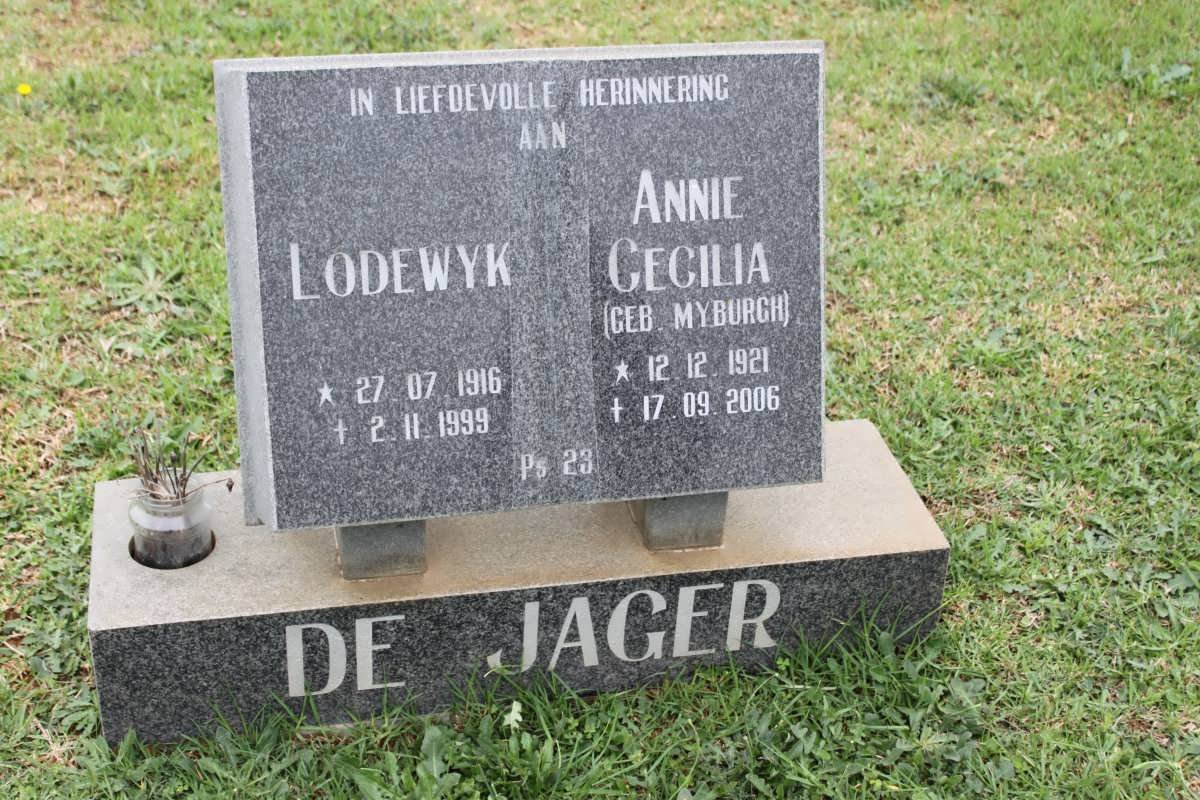 JAGER Lodewyk, de 1916-1999 &amp; Annie Cecilia MYBURGH 1921-2006