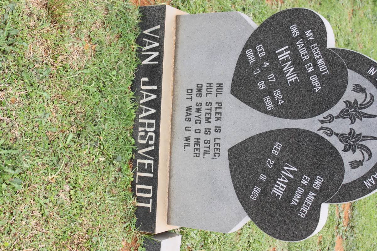 JAARSVELDT Hennie, van 1924-1996 &amp; Marie 1929-