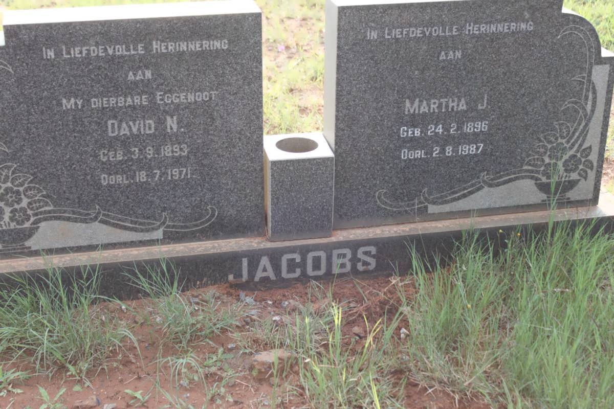 JACOBS David N. 1893-1971 &amp; Martha J. 1896 -1987