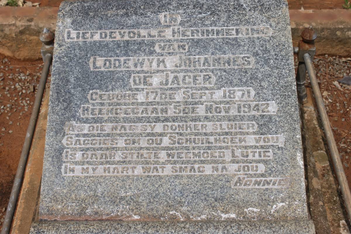 JAGER Lodewyk Johannes, de 1871-1942