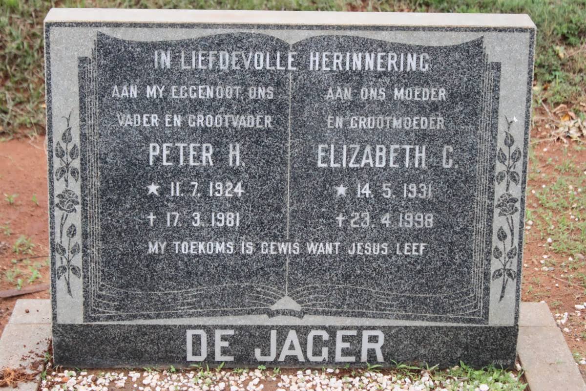 JAGER Peter H., de 1924-1981 &amp; Elizabeth C. 1931-1998