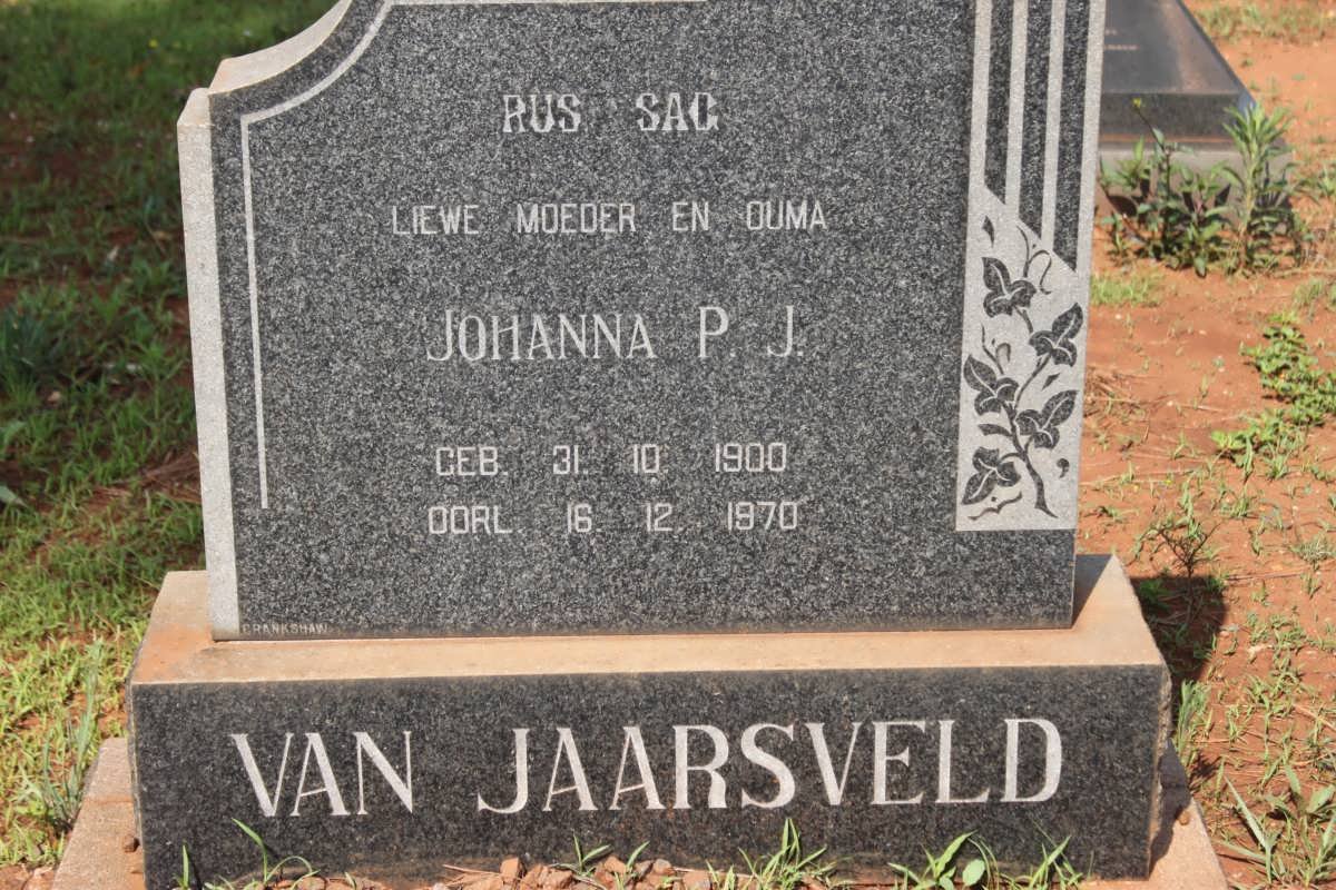 JAARSVELD Johanna P.J., van 1900-1970