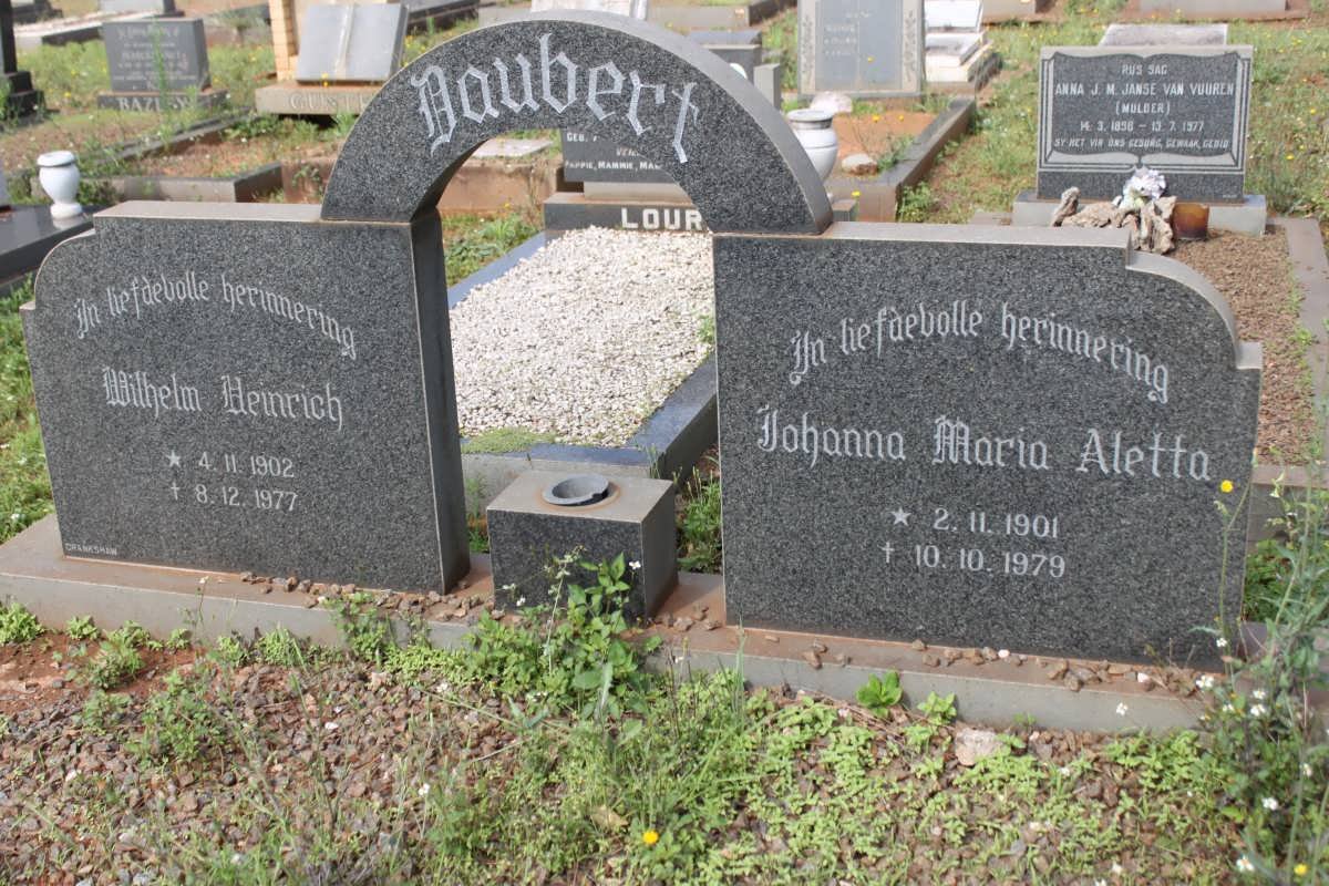 JOUBERT Wilhelm Heinrich 1902-1977 &amp; Johanna Maria Aletta 1901-1979