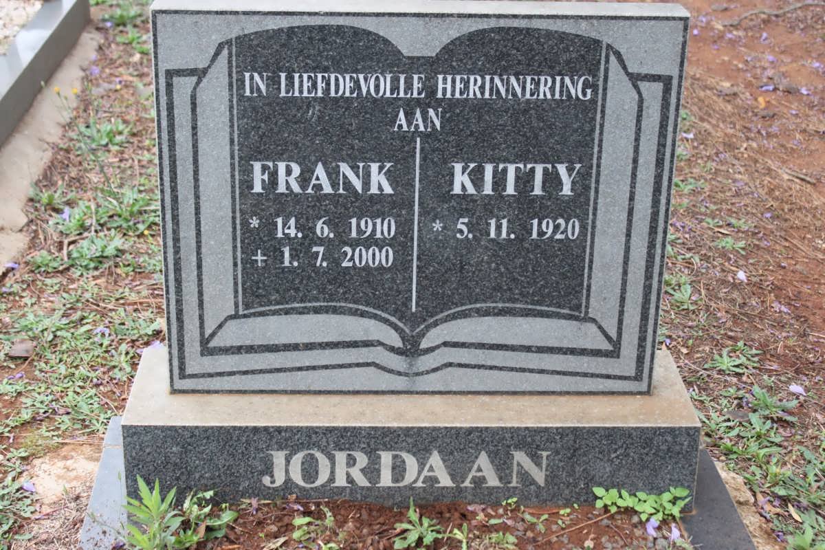 JORDAAN Frank 1910-2000 &amp; Kitty 1920-