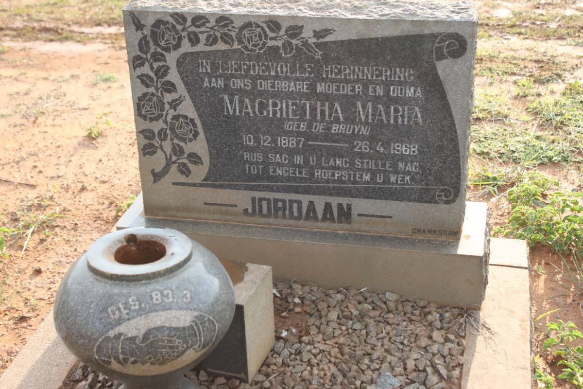 JORDAAN Magrietha Maria nee DE BRUYN 1887-1968