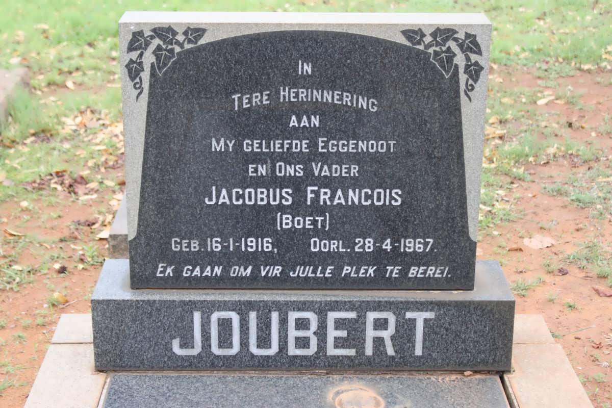 JOUBERT Jacobus Francois 1916-1967