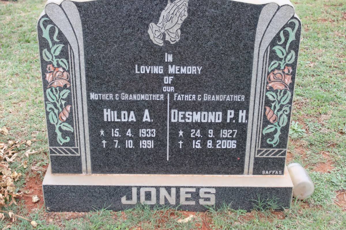 JONES Desmond P.H. 1927-2006 &amp; Hilda A. 1933-1991