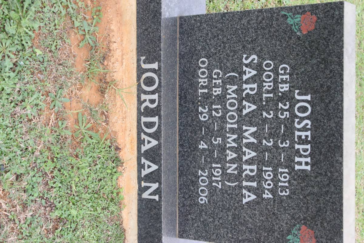 JORDAAN Joseph 1913-1994 &amp; Sara Maria MOOLMAN 1917-2006