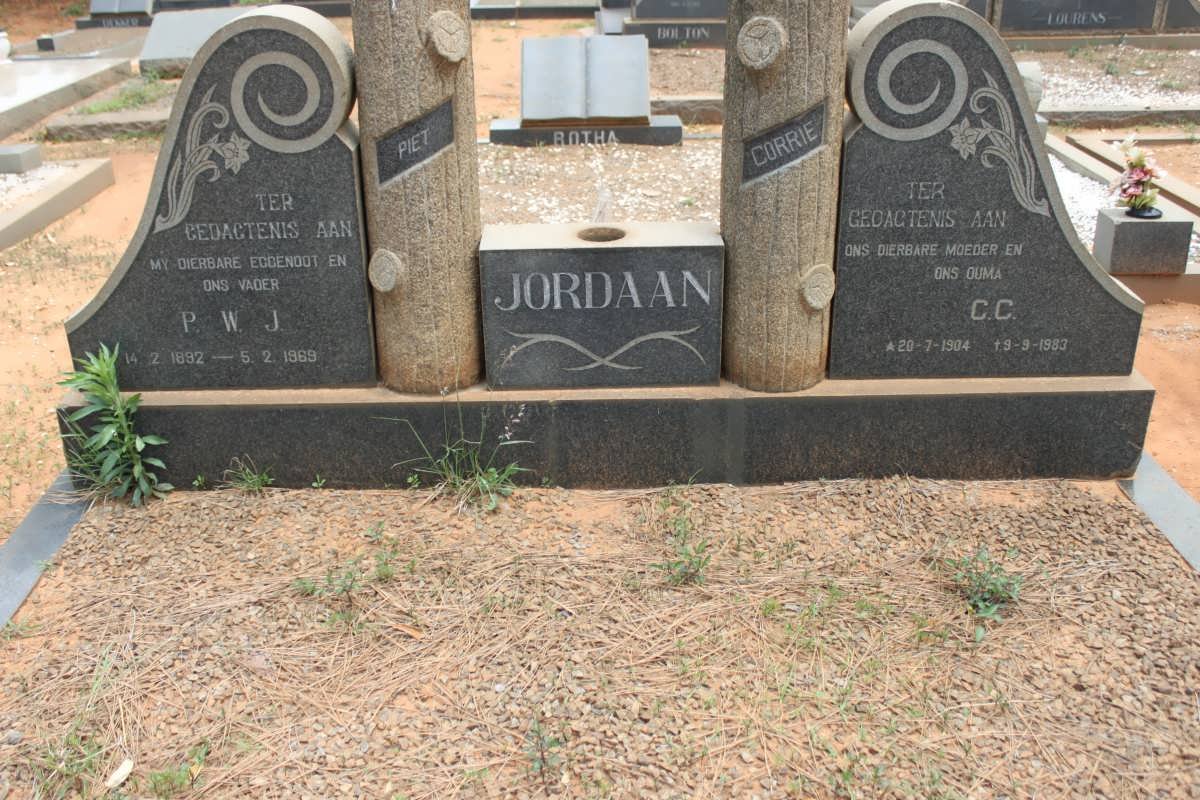 JORDAAN P.W.J. 1892-1969 &amp; C.C. 1904-1983