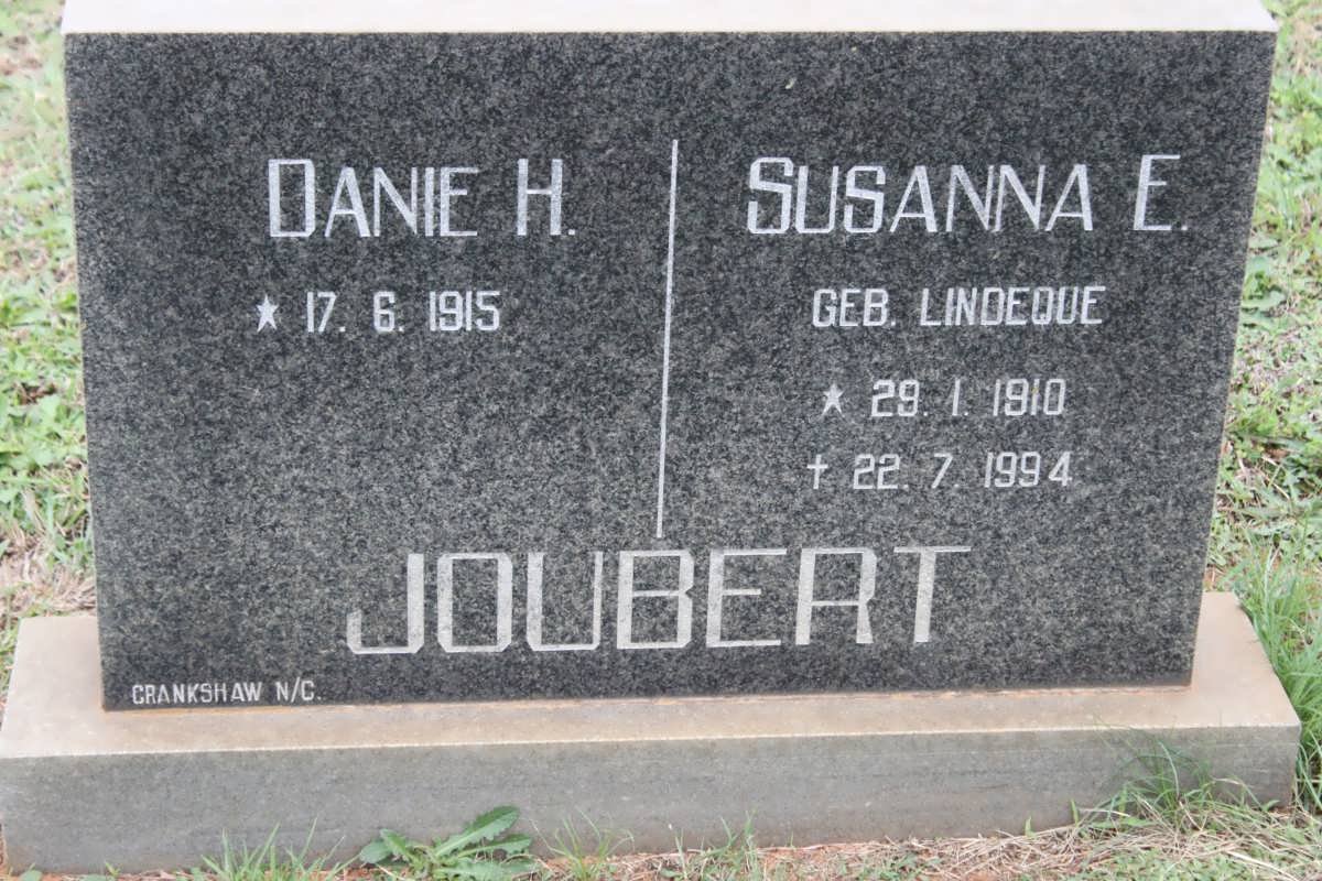 JOUBERT Danie H. 1915- &amp; Susanna E. LINDEQUE 1910-1994