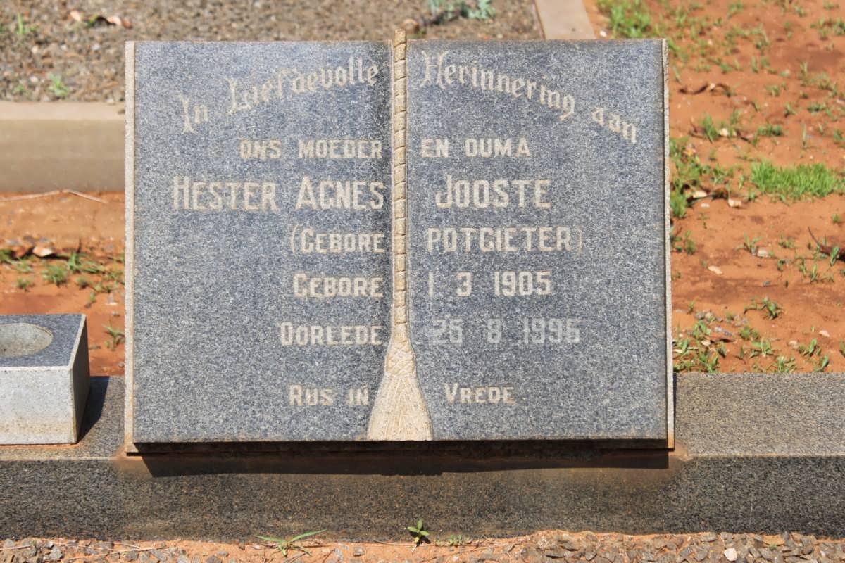 JOOSTE Hester Agnes nee POTGIETER 1905-1996