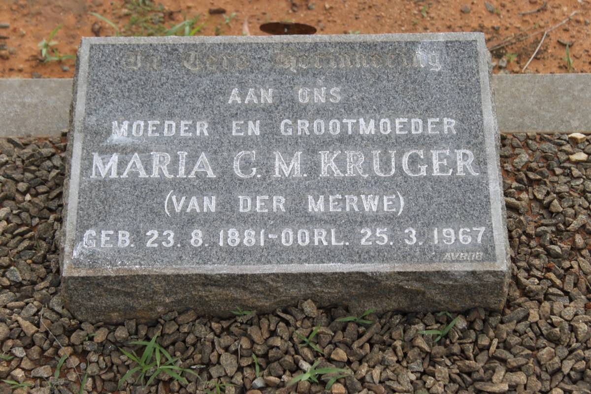 KRUGER Maria G.M. nee VAN DER MERWE 1881-1967